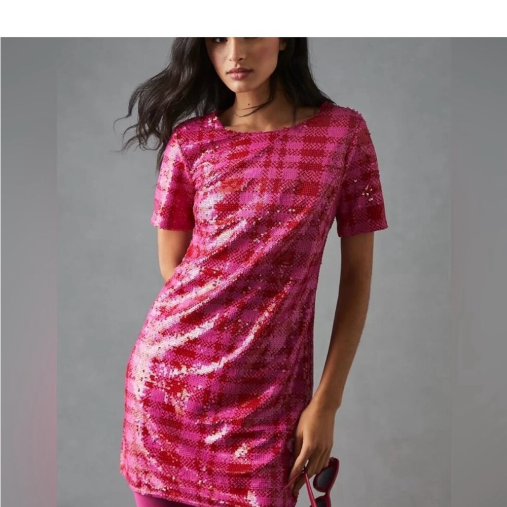 Maeve Pink Sequin Dress- L